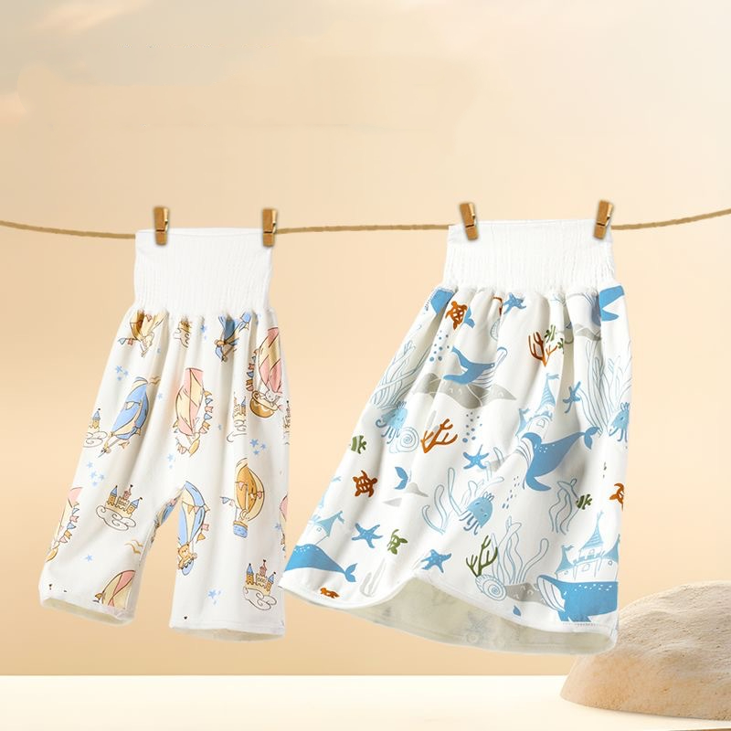 Diaper Skirt Anti Side Leak Baby Bedwetting Skirt Soft Cotton Lining Waterproof Layer Reusable Toddl