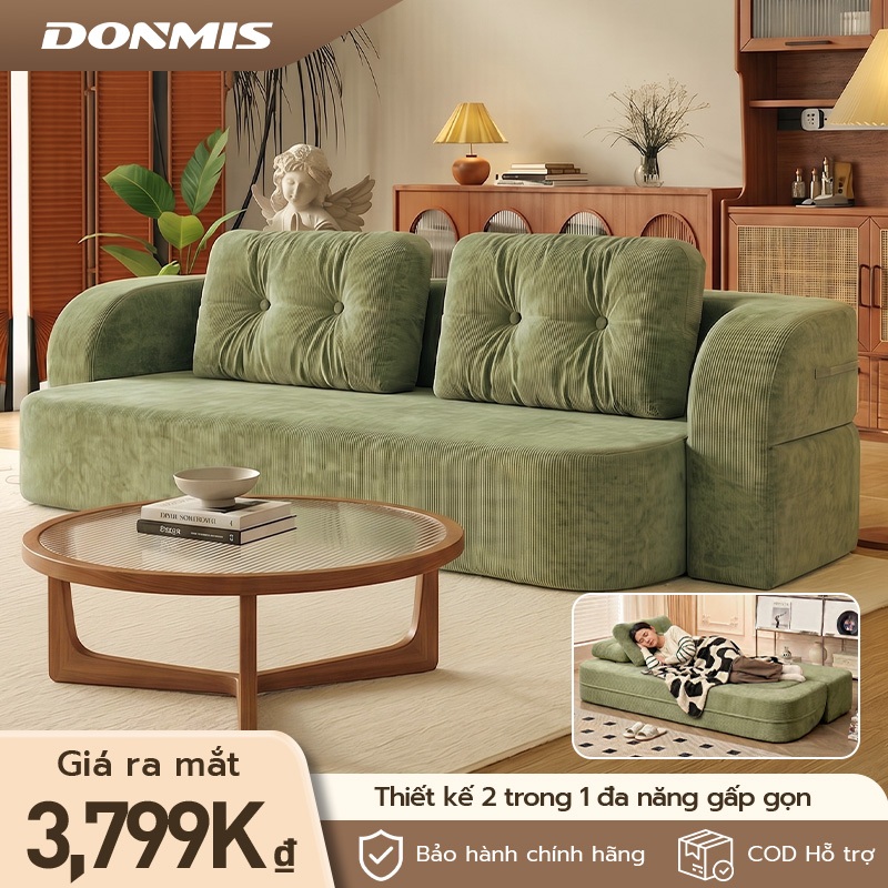 Ghế sofa DONMIS Thiết kế 2 trong 1 đa năng gấp gọn - Lớp bọt nệm 45D siêu đàn hồi, chống rách cao cấ