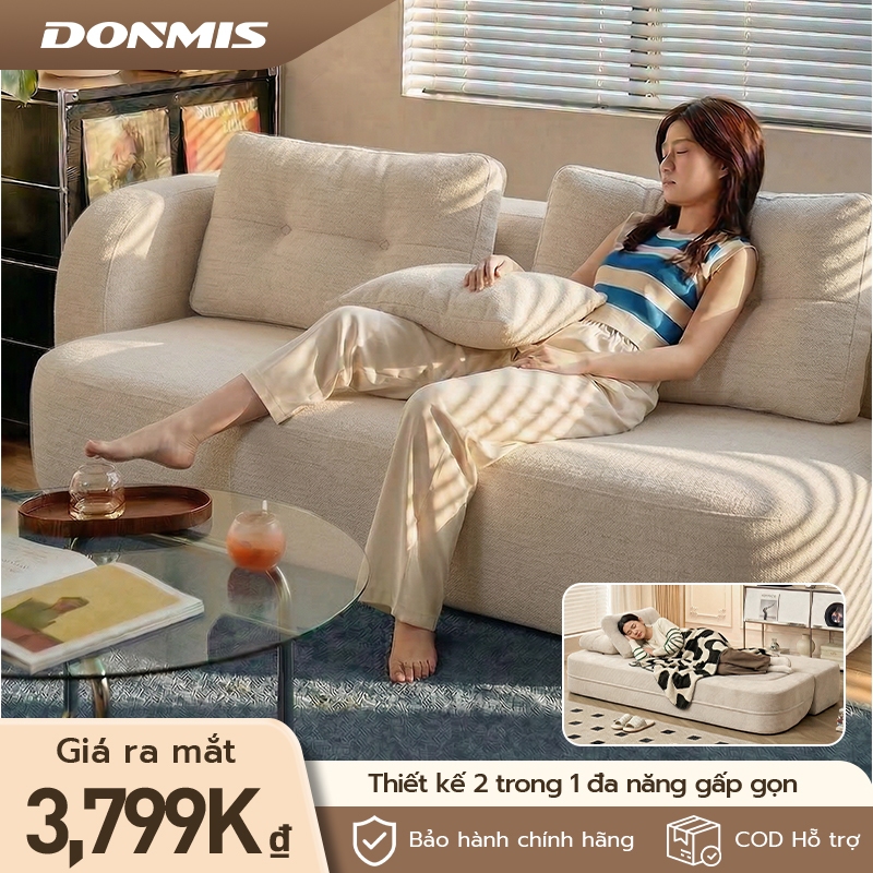 Ghế sofa DONMIS Thiết kế 2 trong 1 đa năng gấp gọn - Lớp bọt nệm 45D siêu đàn hồi, chống rách cao cấ