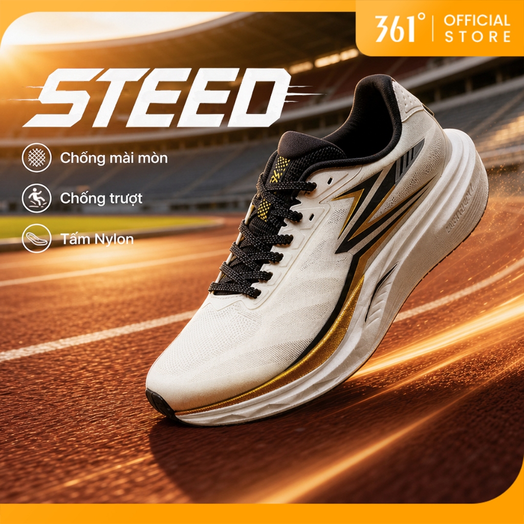 361 Degrees Giày chạy bộ nam nữ STEED Giày chạy bộ hiệu suất cao - Thoáng khí cực đỉnh, bám đường tu