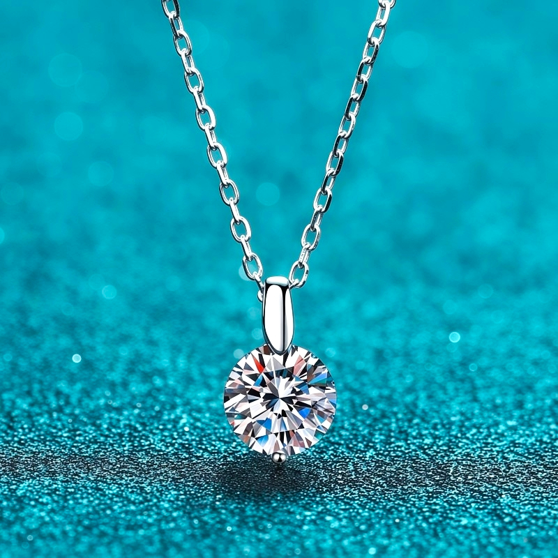 Vòng cổ nữ bạc X-070 925, 1 Carat / 2 Carat / 3 Carat Moissanite (Bao gồm chứng chỉ)