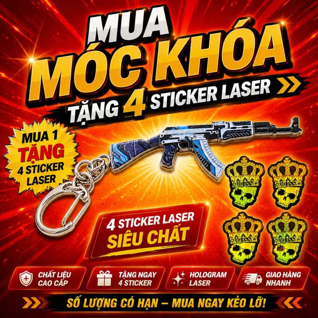 CSGO Móc Khóa Mô Hình Súng AK47 Mua 1 Tặng 4 Sticker Laser Quà Tặng Game Thủ