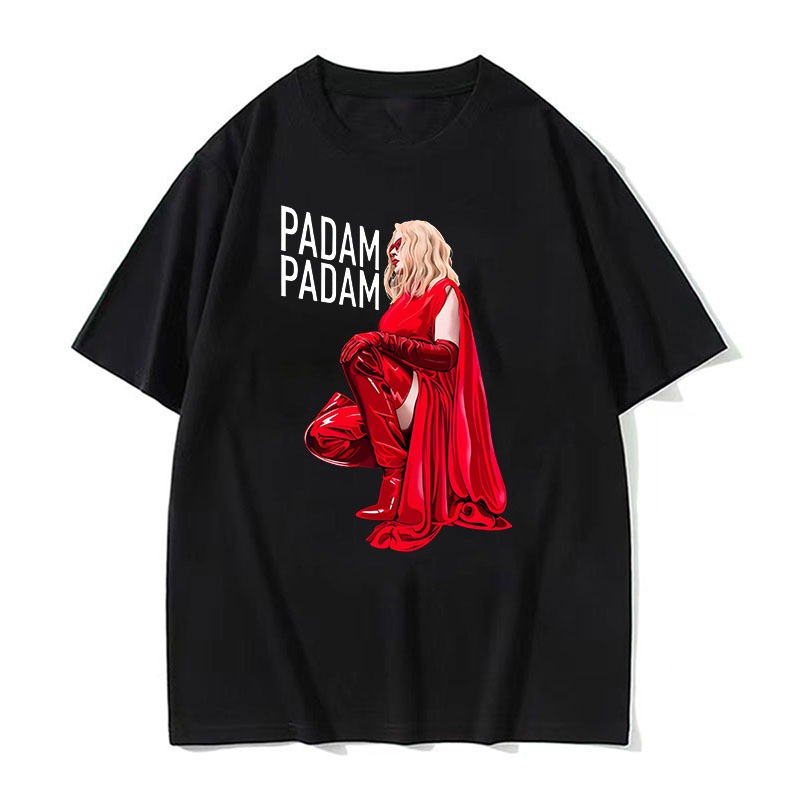 Padam Padam Kylie Minogue Trang phục màu đỏ Áo thun họa tiết Pop Music Tee Áo thun in hình Cotton