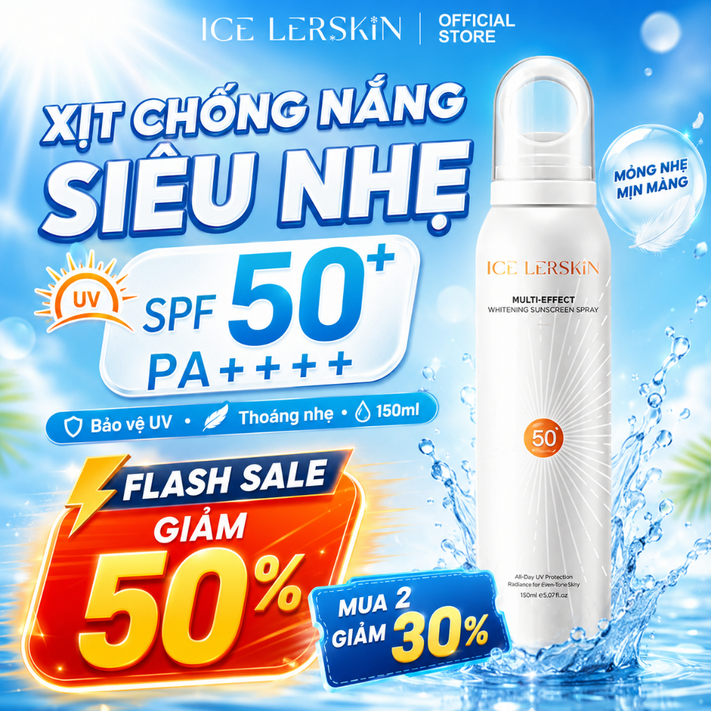 Xịt chống nắng ICE LERSKIN SPF50 PA++++ chống tia UV toàn thân