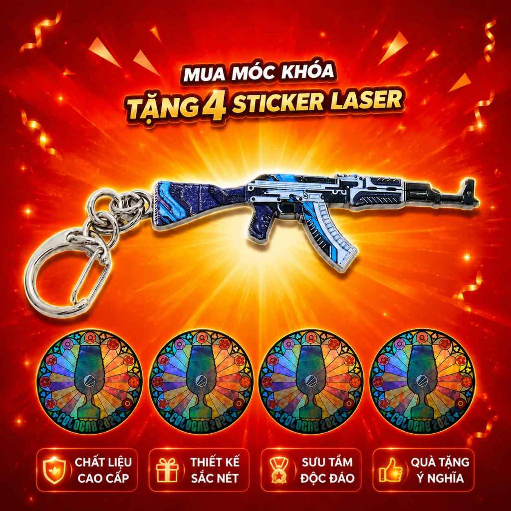 Móc Khóa CS2 CSGO Phụ Kiện Game Esports | Móc Khóa Súng Skin Game | Tặng 4 Sticker Laser