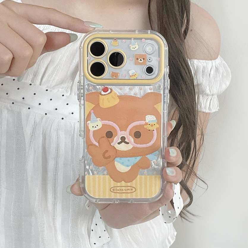 Dành cho iphone Case 17 Pro Max 16 Pro Max 15 Pro Max Cake Eyeglass Bear phone Case