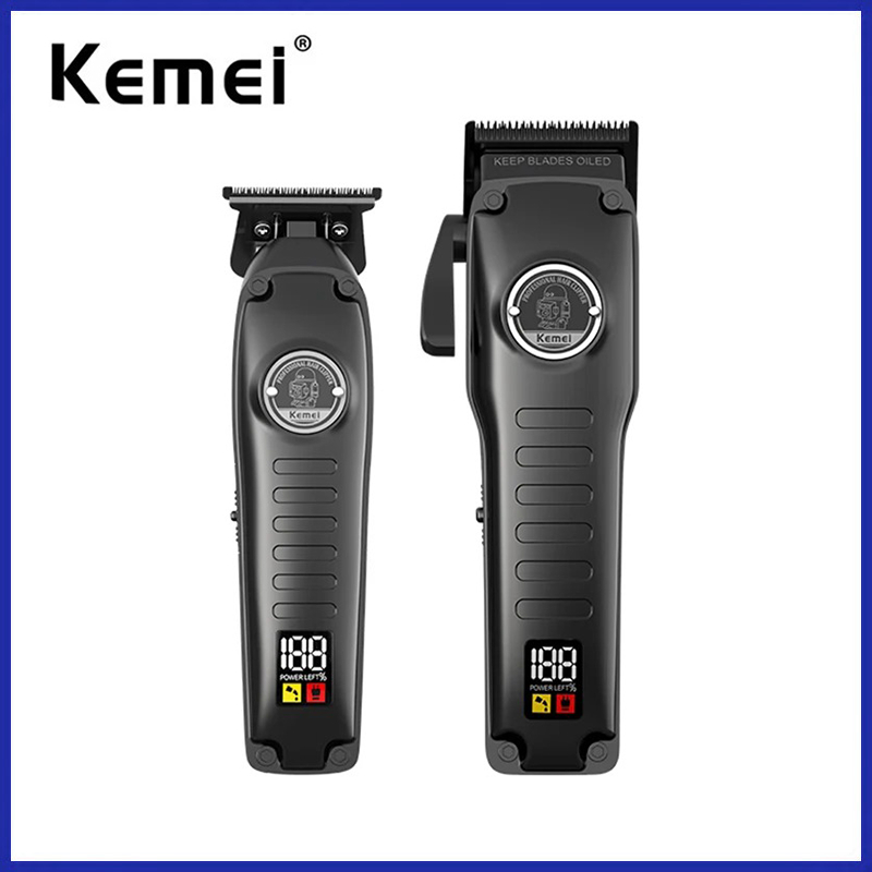 Kemei Cắt Tóc Chuyên Nghiệp Fade Clippers 0mm Zero Gapped Edgers Tông Đơ Cắt Tóc Điện Nam Đầu Hói Ho