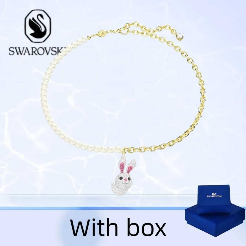 Swarovski (có hộp) mua vòng cổ trang sức bạc nguyên chất Swarovski Cung hoàng đạo Thỏ Vòng cổ thỏ dễ
