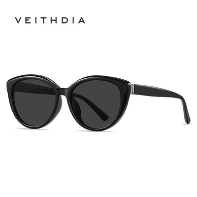 VEITHDIA Kính râm phân cực HD mới dành cho nữ Kính gọng lớn mắt mèo GS5039