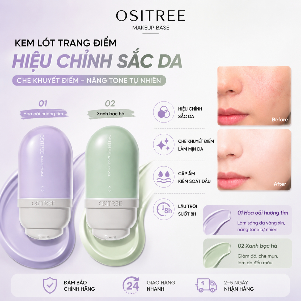 OSITREE Kem lót đổi màu OSITREE 32g - Dưỡng ẩm, cấp nước và che khuyết điểm