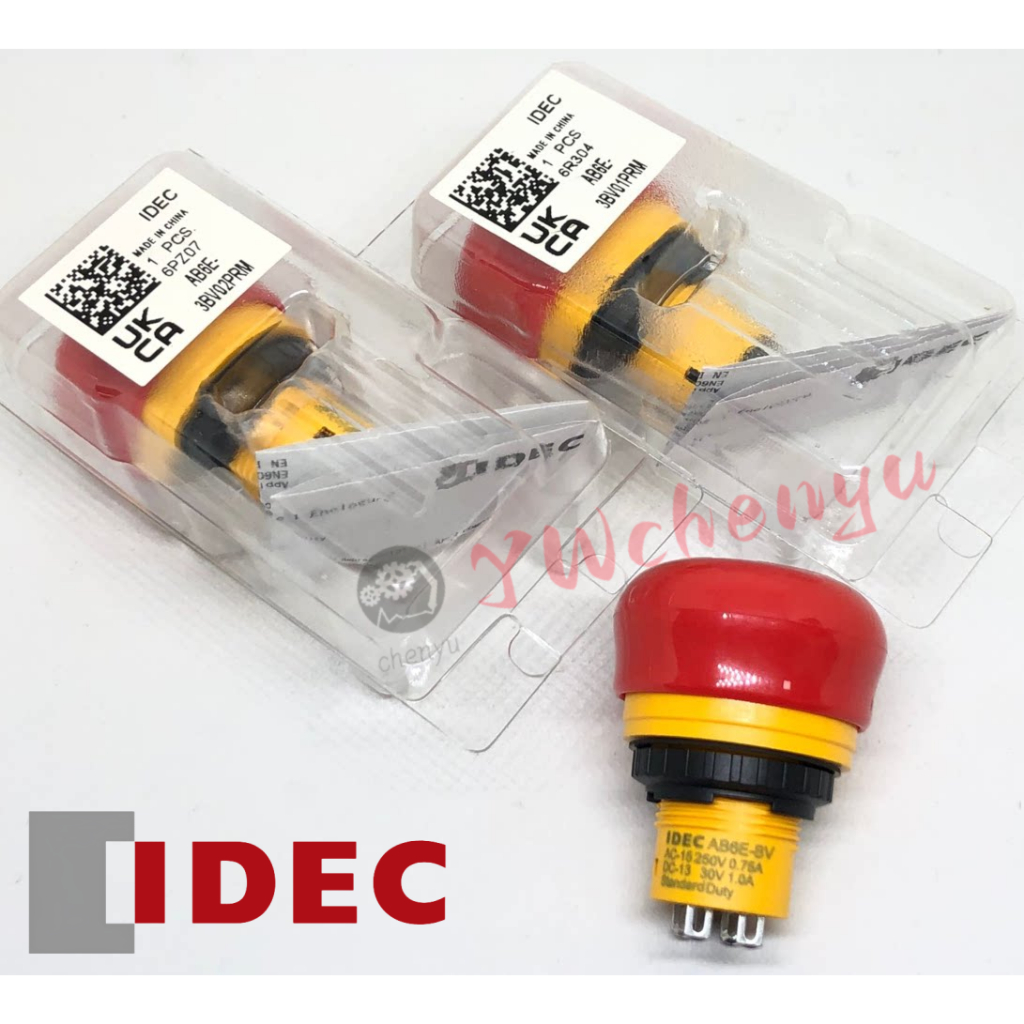 Công tắc nút nhấn dừng khẩn cấp đầu nấm IDEC AB6E-3BV01PRM 3BV02PRM AB6E-BV