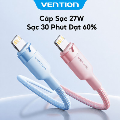 Vention Cáp  USB C Cho iPhone 14 13 12 11 Pro Max Xs 8 Plus iPad Macbook Dây 27W PD Sạc Nhanh Loại C Để Chiếu Sáng Dây Dữ Liệu