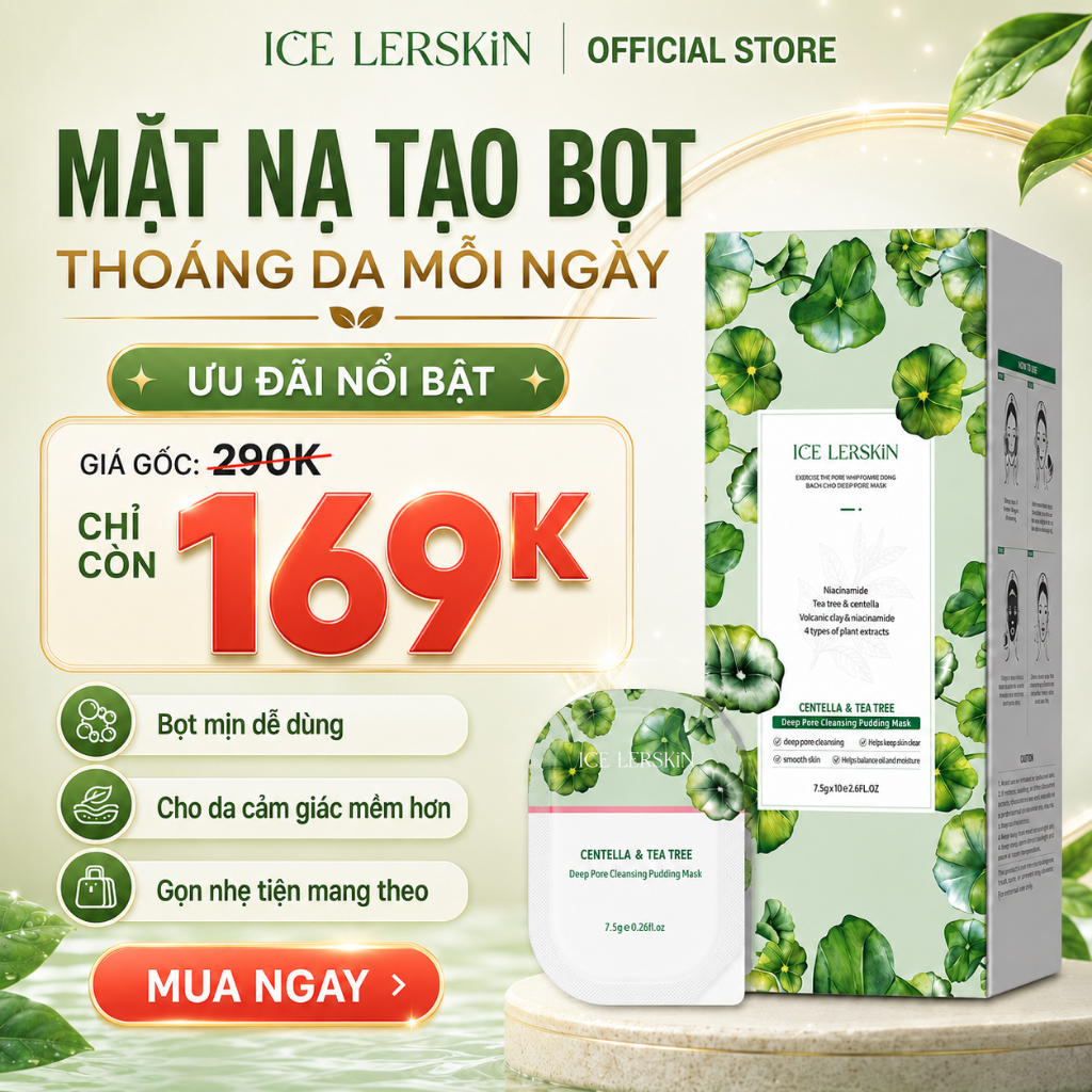 Mặt nạ bánh pudding làm sạch sâu lỗ chân lông ICE LERSKIN với Centella Asiatica và Tea Tree