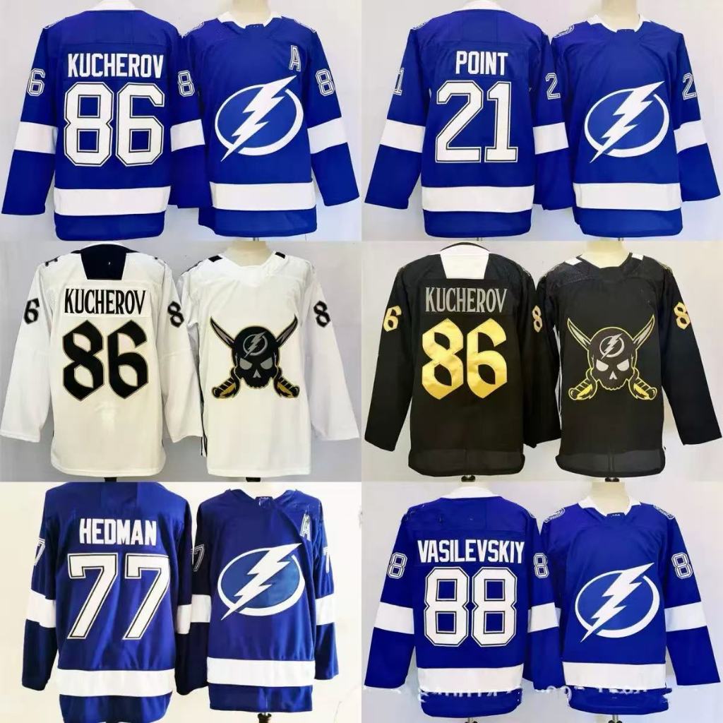 NHL Khúc Côn Cầu Jersey Hip Hop Plus Kích Thước Lightning Khúc Côn Cầu Jersey Thêu Thể Thao Tay Dài 
