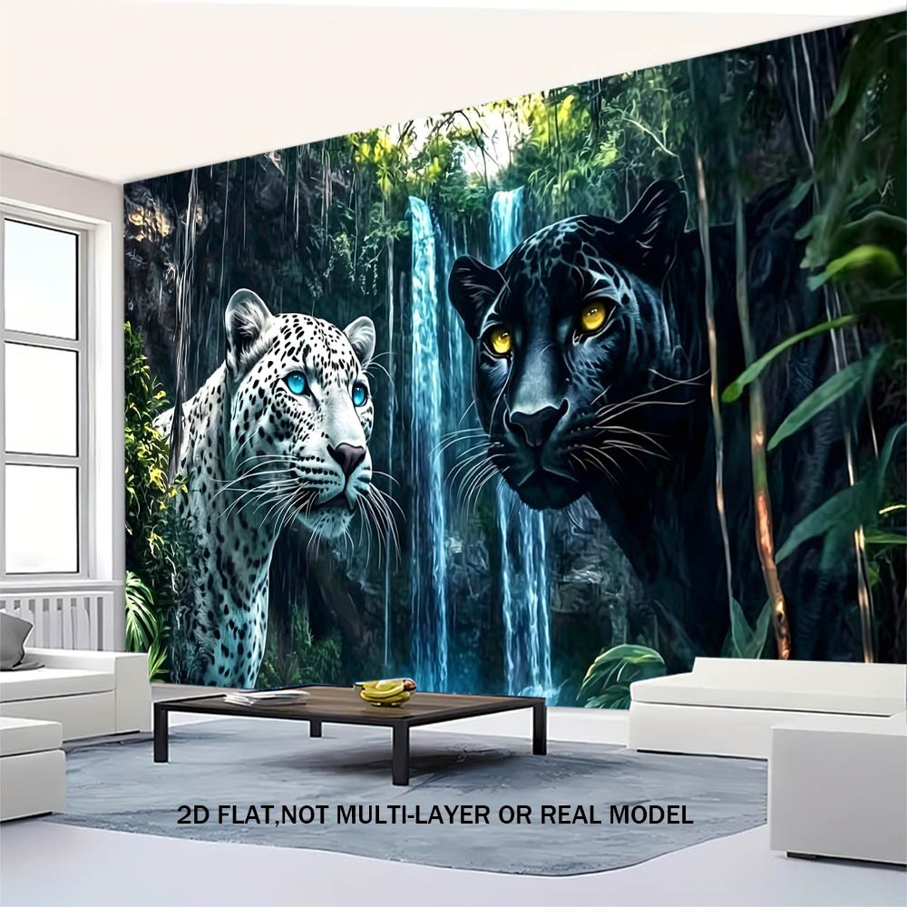 Bán chạy Polyester Jungle Black White Panther Snow Leopard Thác Tấm Thảm HD Có Thể In Có Thể Giặt Hỗ