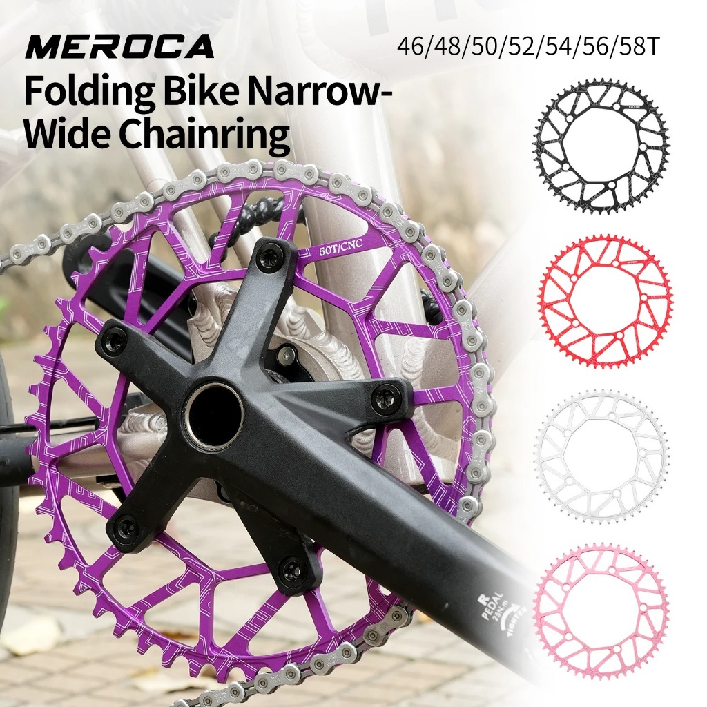 MEROCA răng dương và âm 46T 50 52 54 56 58T đĩa đơn 130BCD tấm răng xe đạp gấp