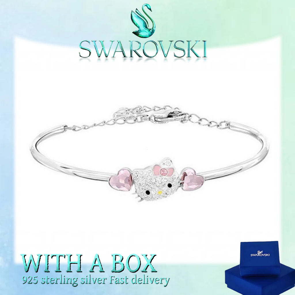 Đại lý mua cao cấp cho trang sức Swarovski làm bằng bạc nguyên chất Vòng tay Swarovski HELLO KITTY H
