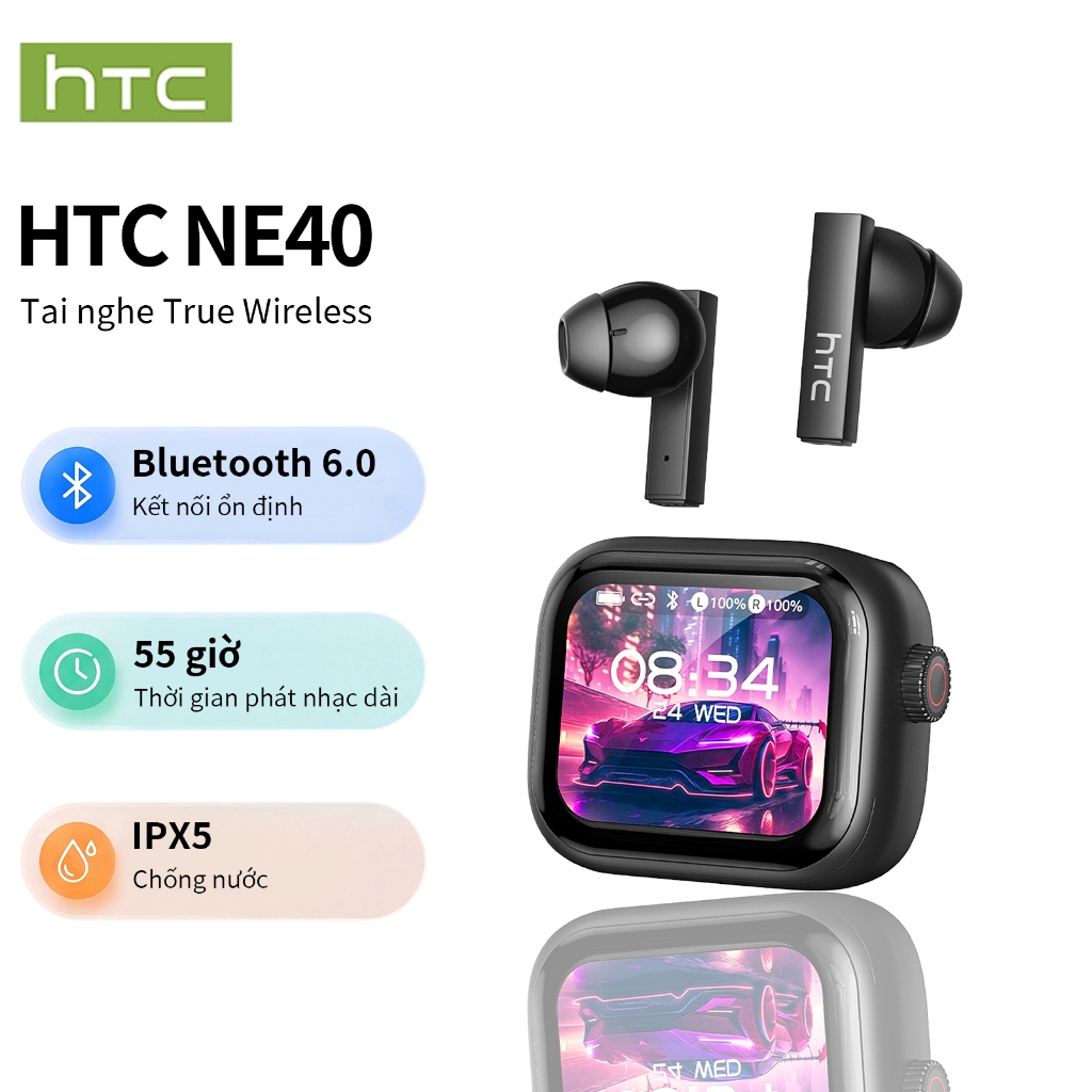 HTC NE40 AI Tính năng dịch phụ đề Tai nghe dịch AI Tai nghe màn hình cảm ứng LED Khử tiếng ồn chủ độ