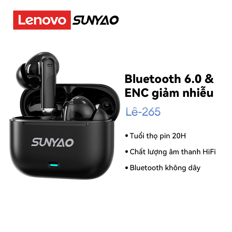 Tai nghe Bluetooth không dây Lenovo Sunyao LE-265 HiFi Level Âm thanh toàn cảnh ENC Giảm tiếng ồn Không có độ trễ cảm giác Tuổi thọ pin dài Bluetooth 6.0