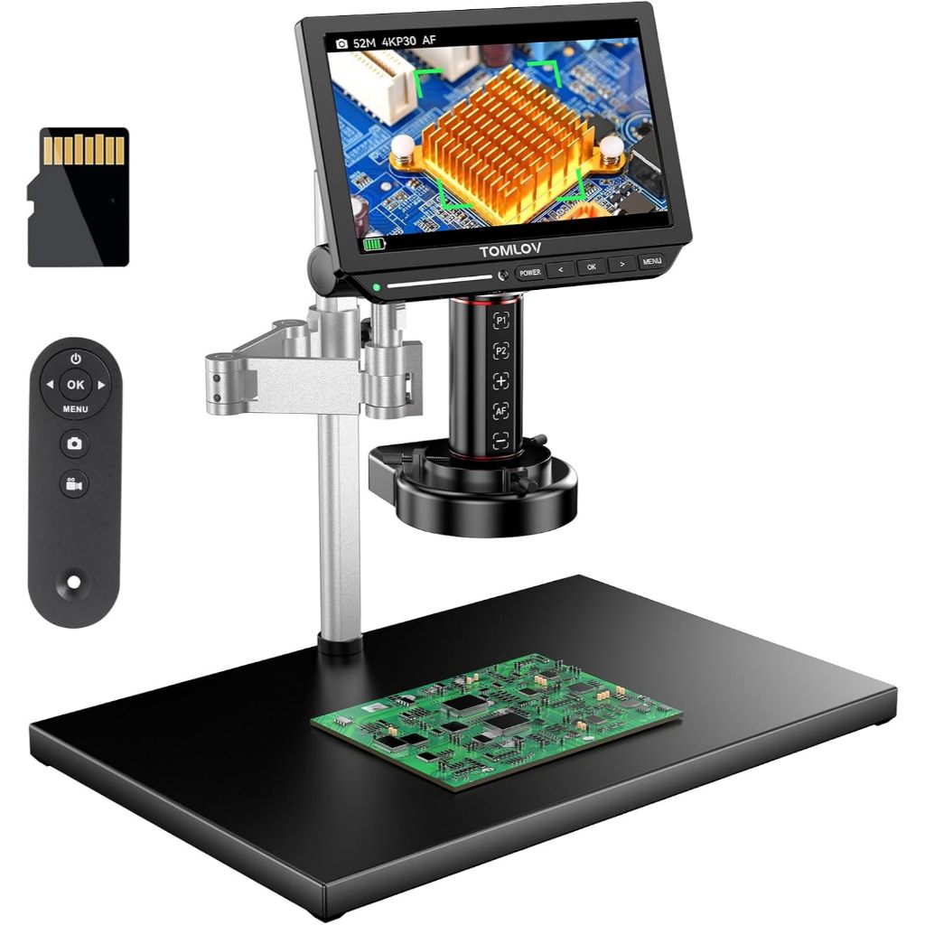 Kính hiển vi lấy nét tự động TOMLOV 4K TM4K-AF Max, Kính hiển vi kỹ thuật số HDMI 10.1 "có cánh tay 