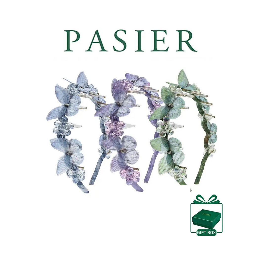 PASIER ORA Băng Đô Cài Tóc Hình Bướm Đính Đá Pha Lê Dập Nổi Cao Cấp Sang Trọng Cho Nữ KJ0016