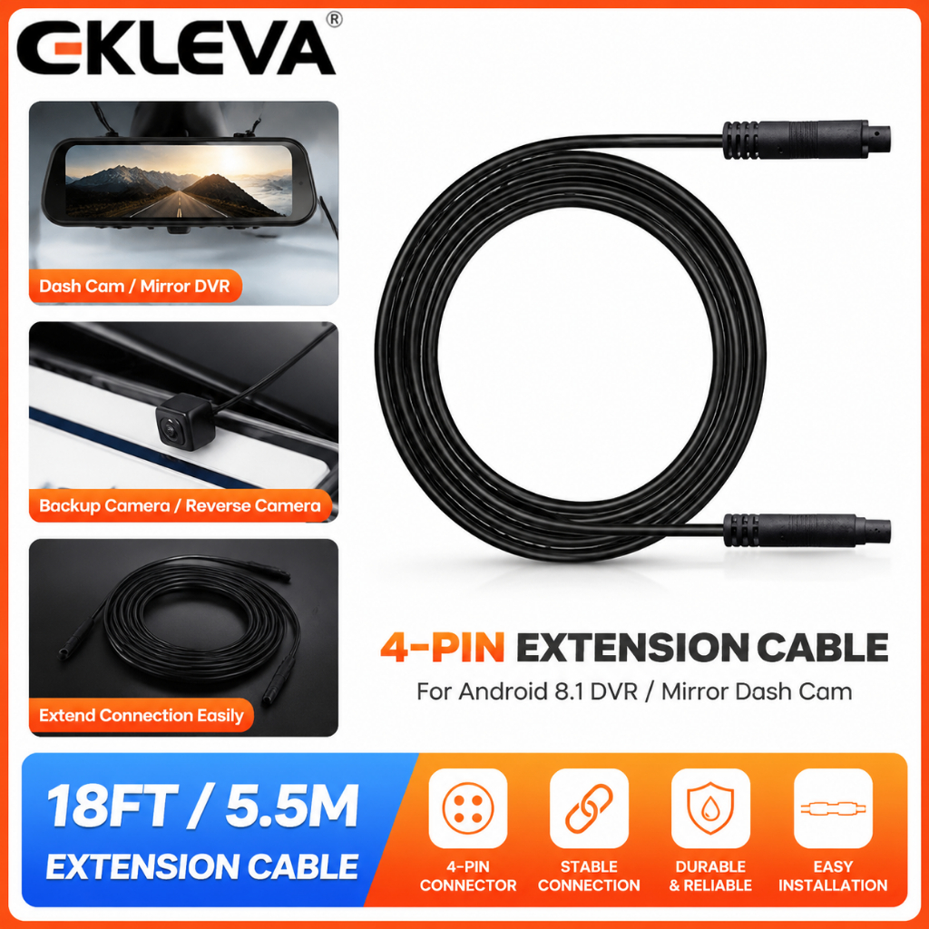 EKLEVA Dây Cáp Camera Mở Rộng  (4-pin 18ft / 5.5m) Cho Android 8.1
