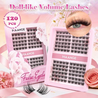 MAANGE Natural D Lông Mi Giả Xoăn Lông Mi Lông Tơ Wispy Mi Có Thể Tái Sử Dụng 4D Phần Mở Rộng Ánh Sáng Mềm 2624494