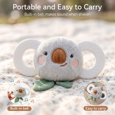 Koala Baby Silicone Lục Lạc Miếng Dán Có Gương An Toàn 2 Trong 1 Đồ Chơi Nắm Cảm Giác Giảm Mọc Răng Huấn Luyện Thị Giác Cho Trẻ Sơ Sinh 0-12 Tháng