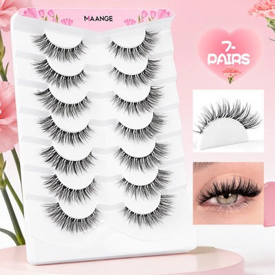 MAANGE 7 Cặp Ultra Fluffy D Lông Mi Giả Xoăn Nhìn Tự Nhiên Có Thể Tái Sử Dụng Mềm Mại Handmade Mi Mắt Mi Phần Mở Rộng 2624487