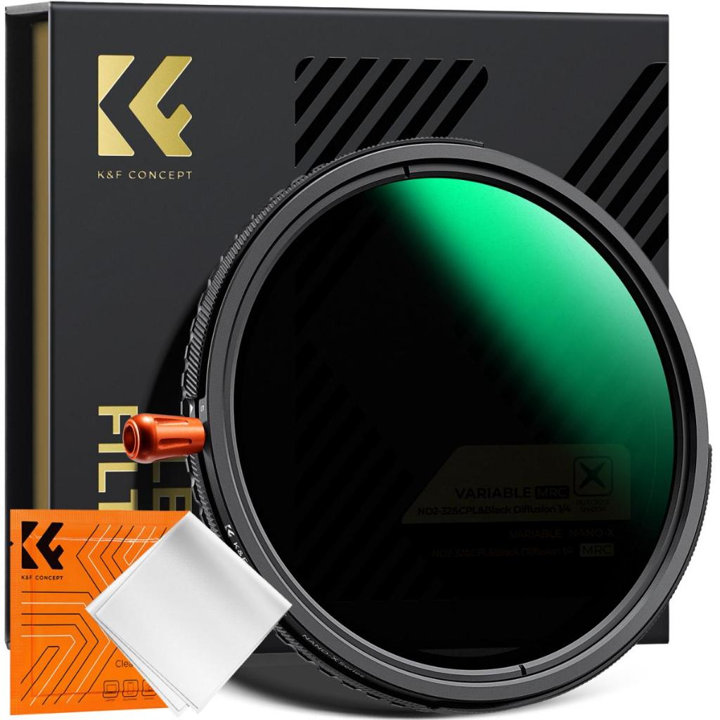 K&F Concept NANO-X Biến ND2-32 & CPL & Sương mù đen 1/4 3 trong 1 Bộ lọc ống kính HD 37mm-82mm