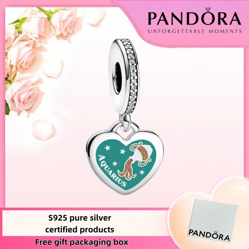 Mới nhất S925 Bạc Nguyên Chất Gói Trang Sức Không Nhiệm Vụ Pandor Aquarius Dangle Charm