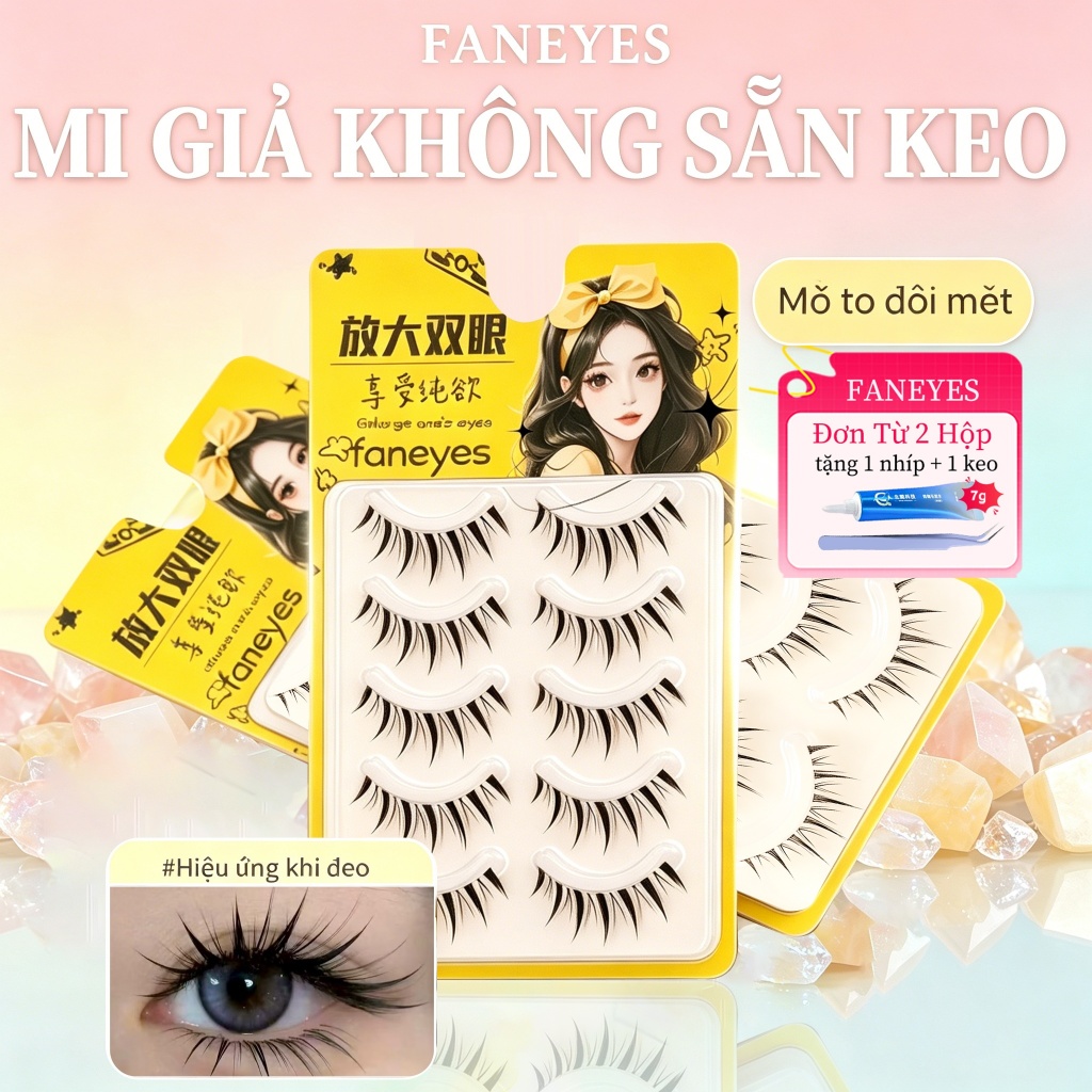 FANEYES Mi giả cần Mi giả tự nhiên Mi giả một mảnh dày dặn cong vút tự nhiên chân thực dễ dàng mang 