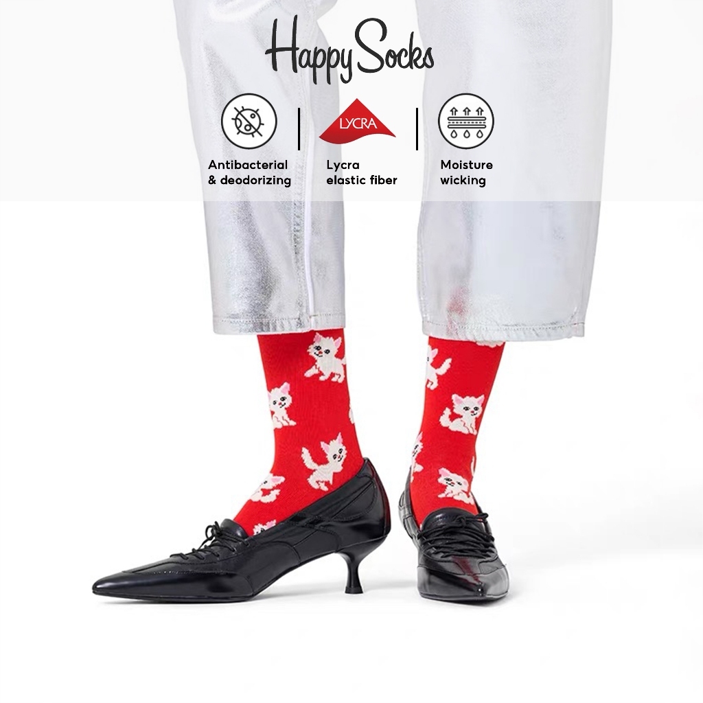 Happy Socks Tất Vớ Nữ Dễ Thương Cotton Crew Socks