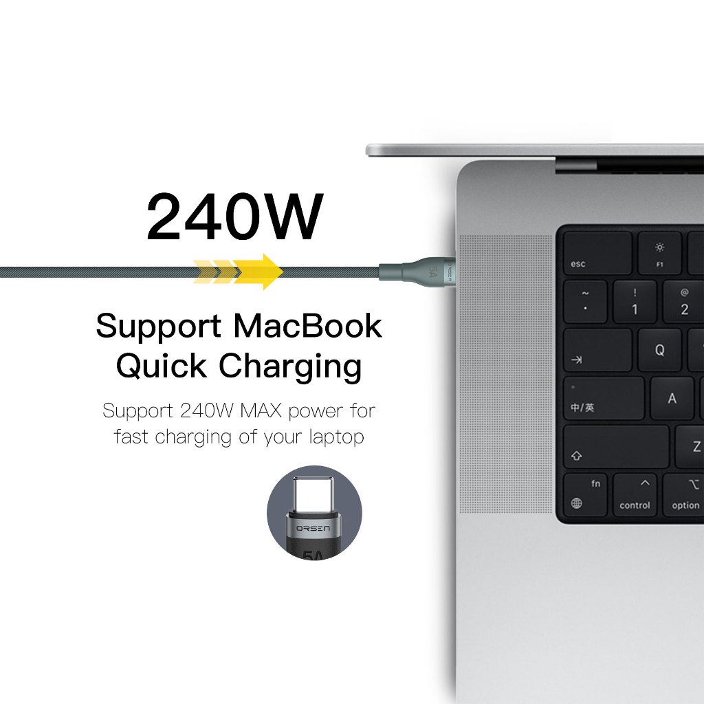 Orsen S6 Cáp sạc nhanh PD 240W Type C E-Marker QC 4.0 Cho Phone 16 17 Pro Max Macbook Samsung S26 | BigBuy360 - bigbuy360.vn