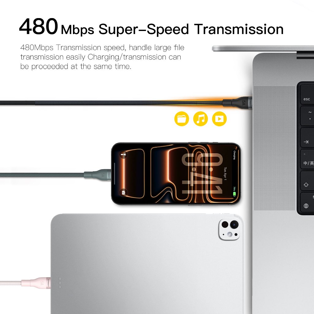 Orsen S6 Cáp sạc nhanh PD 240W Type C E-Marker QC 4.0 Cho Phone 16 17 Pro Max Macbook Samsung S26 | BigBuy360 - bigbuy360.vn