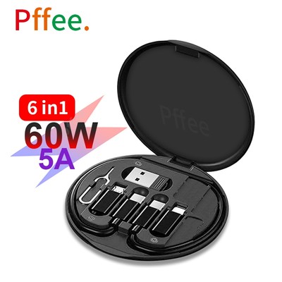 Dây Cáp Sạc Nhanh 6 Trong 1 60w 5A micro type c Cho Điện Thoại