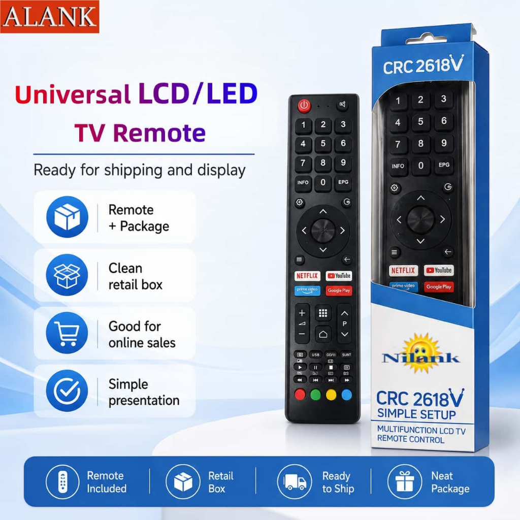 ALANK Điều khiển TV LCD/LED đa năng Remote, NETFLIX /YouTube /primevideo /Google Play
