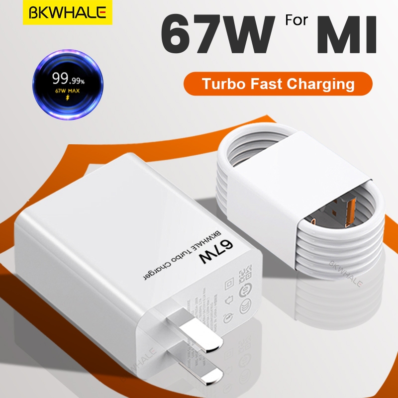 BKWHALE Sạc Nhanh 67W USB Power Adapter 6A Type-C Cáp Sạc Cho Xiaomi 17 Redmi K20 PRO Note15 Pro Sạc