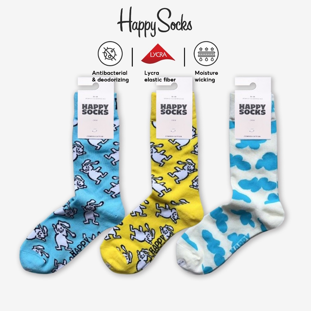 Happy Socks Tất Vớ Nữ Dễ Thương Cotton Crew Socks
