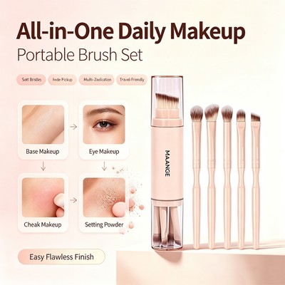 Bộ cọ trang điểm di động 5 trong 1 MAANGE – Lông tổng hợp mềm cho phấn nền, phấn mắt, má hồng & phấn nền 2623599