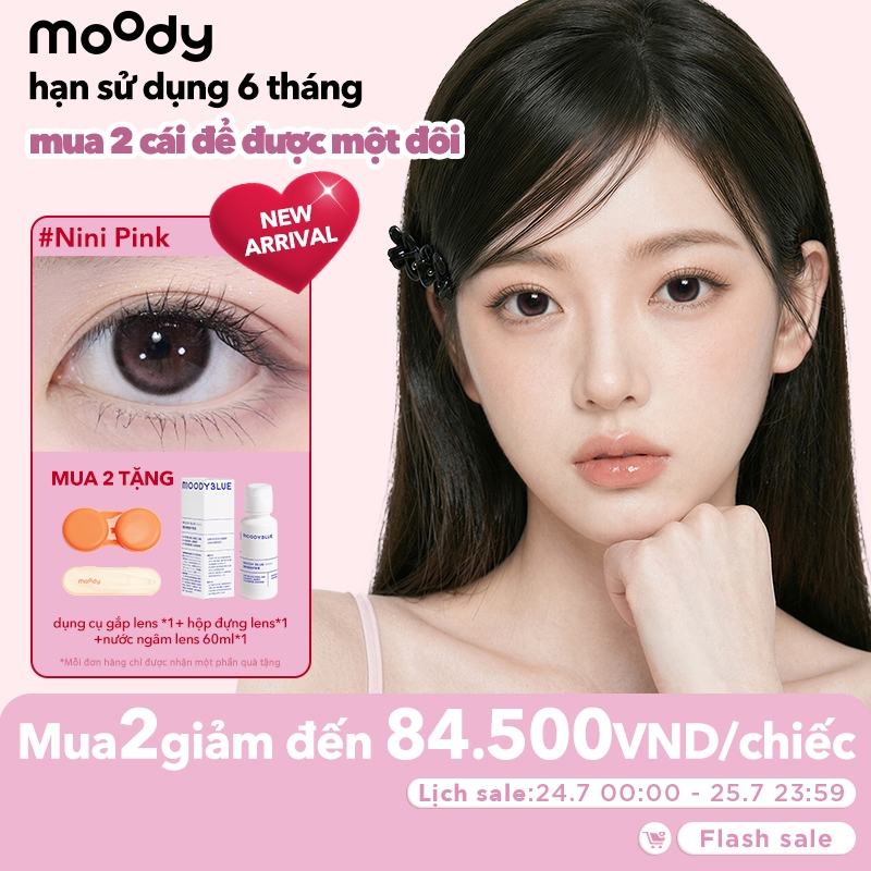 [lens moody 6 tháng - 01 chiếc] Kính áp tròng 6 tháng moody màu Bánh Gạo, có độ cận 0-7, độ giãn trò