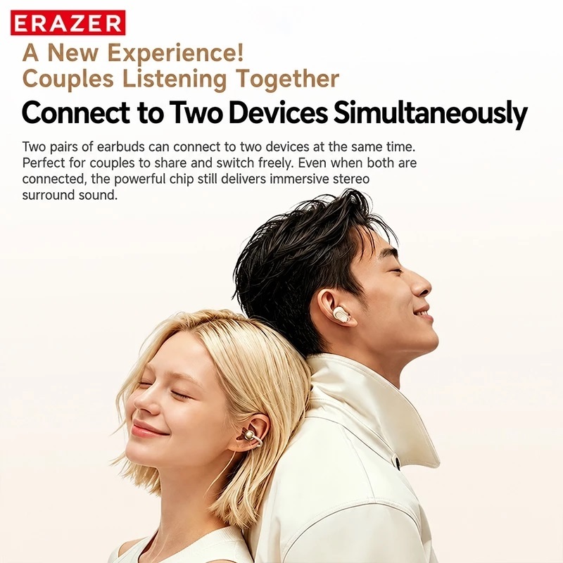 ERAZER EX216 Kẹp tai 2 trong 1 + Tai nghe nhét Bluetooth 6.0 trong Âm thanh IMAX AI ENC Khử tiếng ồn Pin 24H Tai nghe kép | BigBuy360 - bigbuy360.vn