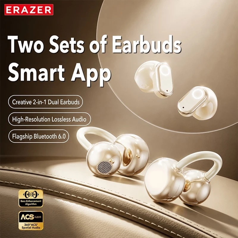 ERAZER EX216 Kẹp tai 2 trong 1 + Tai nghe nhét Bluetooth 6.0 trong Âm thanh IMAX AI ENC Khử tiếng ồn Pin 24H Tai nghe kép | BigBuy360 - bigbuy360.vn