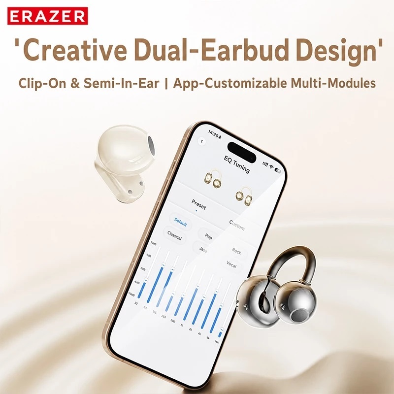 ERAZER EX216 Kẹp tai 2 trong 1 + Tai nghe nhét Bluetooth 6.0 trong Âm thanh IMAX AI ENC Khử tiếng ồn Pin 24H Tai nghe kép | BigBuy360 - bigbuy360.vn