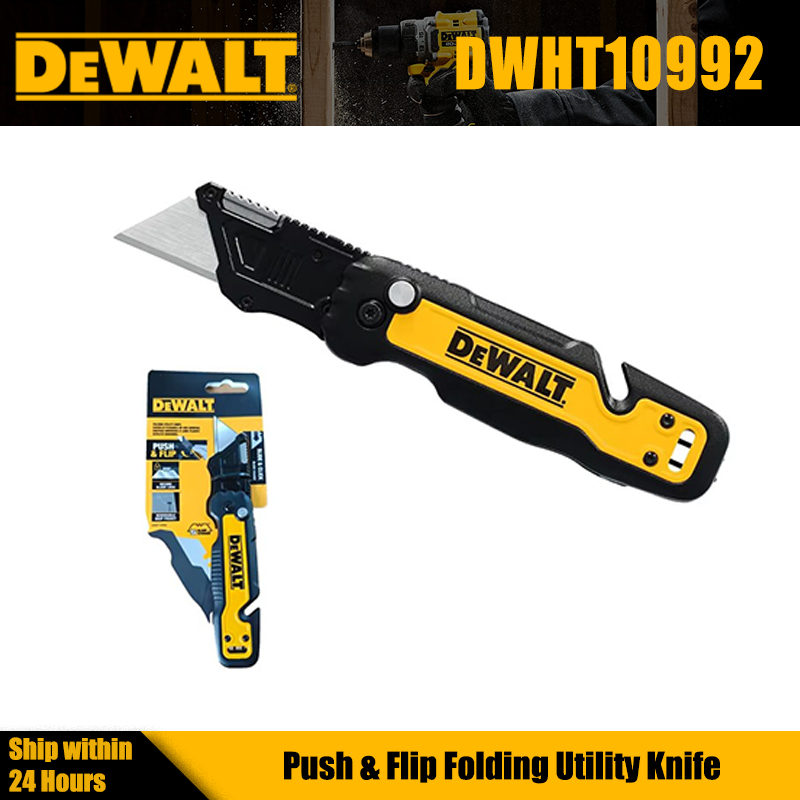 DEWALT DWHT10992 Dao tiện ích gấp đẩy & lật tích hợp lưu trữ lưỡi dao Thao tác một tay để xây dựng &