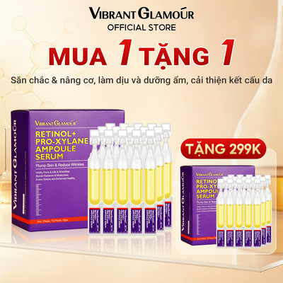 Bộ 2 Hộp Tinh Chất Ống Ampoule VIBRANT GLAMOUR Retinol Pro-Xylane Chống Lão Hóa Săn Chắc Da Mờ Nếp Nhăn Nhẹ Nhàng Không Bí Dầu Tổng 30 Ống Mỗi Ống 2Ml