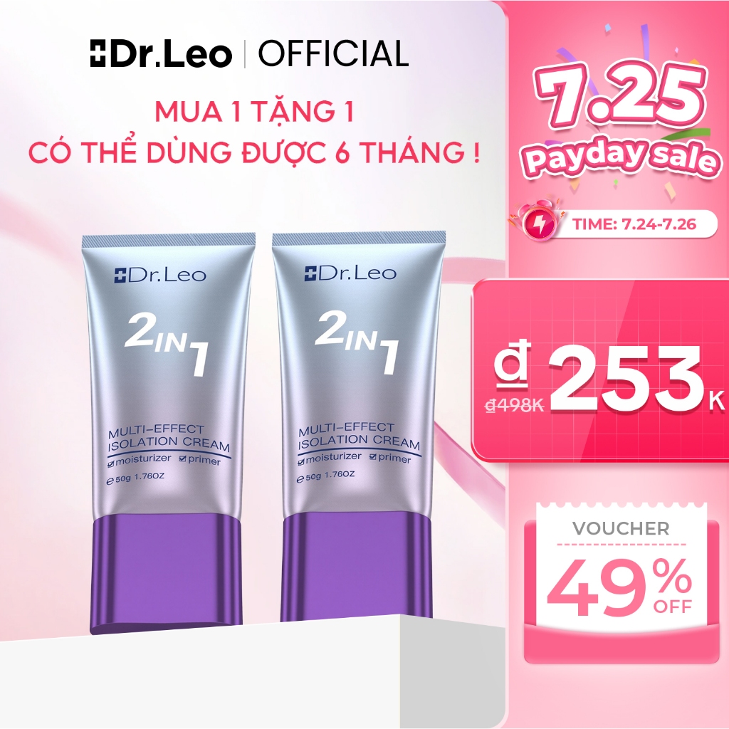 [Bộ 2 Món] Kem Lót Lười 2 In 1 Dr.Leo, Làm Sáng Tông Da và Giữ Lớp Trang Điểm Lâu Trôi