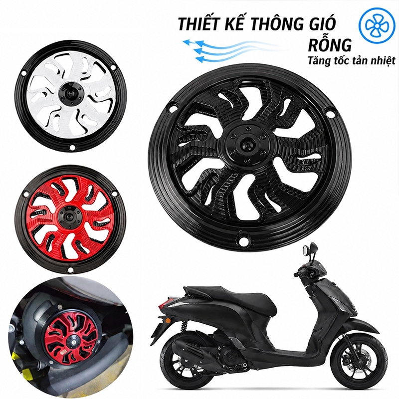 Ốp quạt gió xoay kiểu Chất liệu nhựa cho Vespa Vision Scoopy Zoomer Janus Mio Fino nhôm