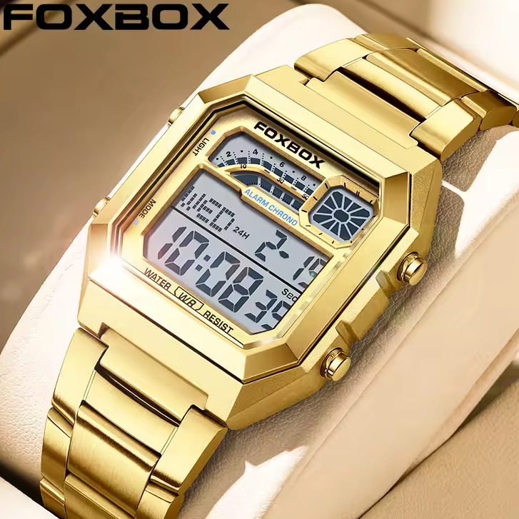 Đồng hồ kỹ thuật số nam FOXBOX Đồng hồ thể thao LED Đồng hồ đeo tay chống nước