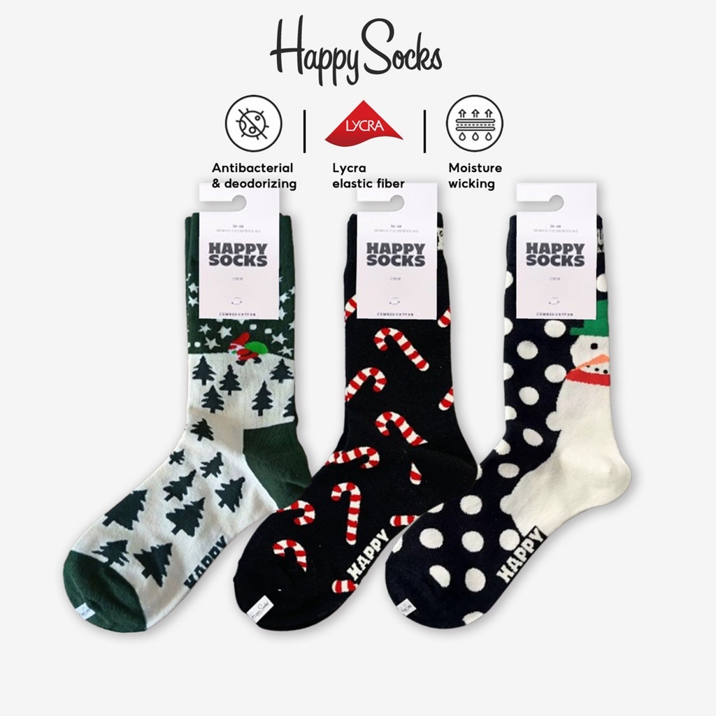 Happy Socks Tất Vớ Nữ Dễ Thương Cotton Crew Socks